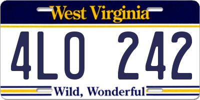 WV license plate 4LO242