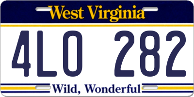 WV license plate 4LO282