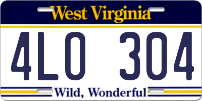 WV license plate 4LO304