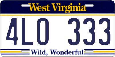 WV license plate 4LO333