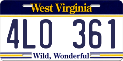 WV license plate 4LO361
