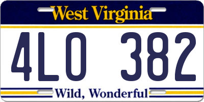 WV license plate 4LO382