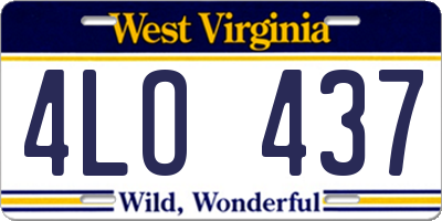 WV license plate 4LO437