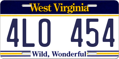 WV license plate 4LO454