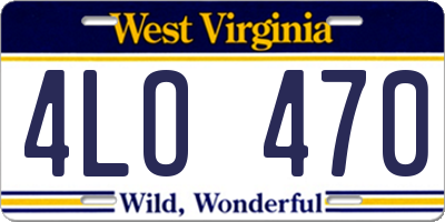 WV license plate 4LO470