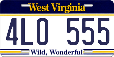 WV license plate 4LO555