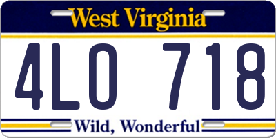 WV license plate 4LO718