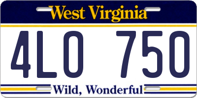 WV license plate 4LO750