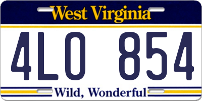 WV license plate 4LO854