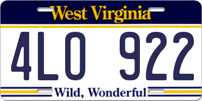 WV license plate 4LO922