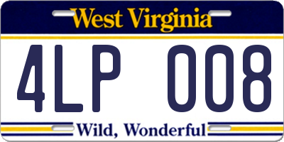 WV license plate 4LP008