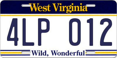 WV license plate 4LP012