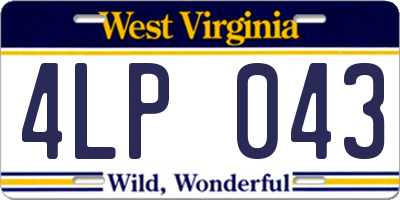 WV license plate 4LP043