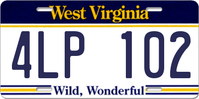 WV license plate 4LP102