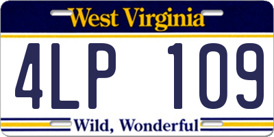 WV license plate 4LP109