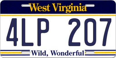 WV license plate 4LP207