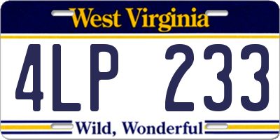 WV license plate 4LP233