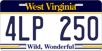 WV license plate 4LP250