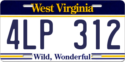 WV license plate 4LP312