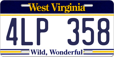 WV license plate 4LP358