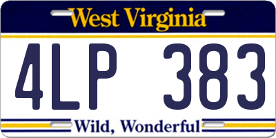 WV license plate 4LP383