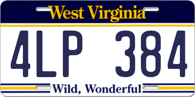 WV license plate 4LP384