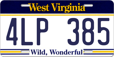 WV license plate 4LP385