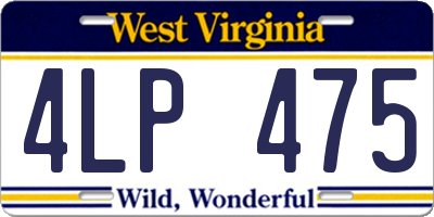 WV license plate 4LP475