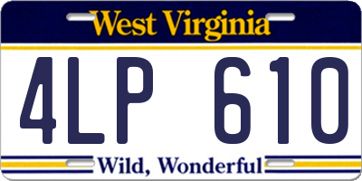 WV license plate 4LP610