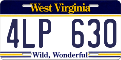 WV license plate 4LP630