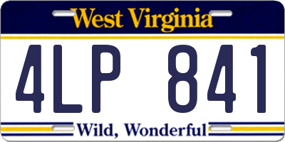 WV license plate 4LP841