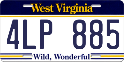 WV license plate 4LP885