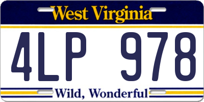 WV license plate 4LP978