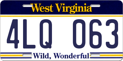 WV license plate 4LQ063