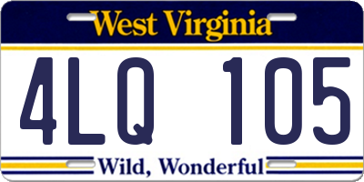 WV license plate 4LQ105