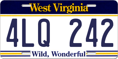 WV license plate 4LQ242