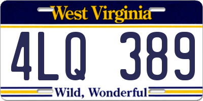 WV license plate 4LQ389