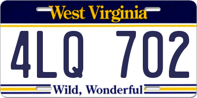 WV license plate 4LQ702