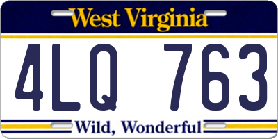 WV license plate 4LQ763