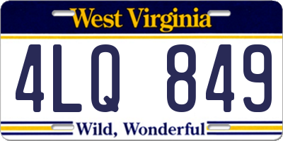 WV license plate 4LQ849