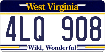 WV license plate 4LQ908