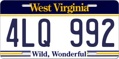 WV license plate 4LQ992