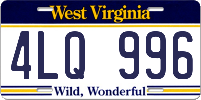 WV license plate 4LQ996