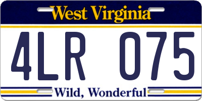 WV license plate 4LR075