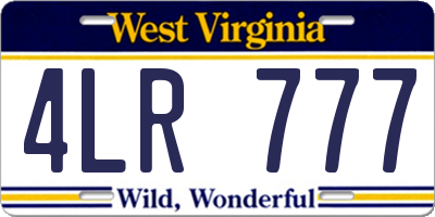 WV license plate 4LR777