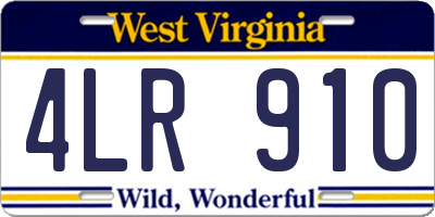 WV license plate 4LR910