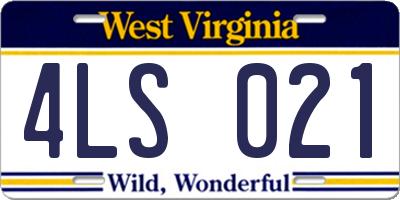 WV license plate 4LS021