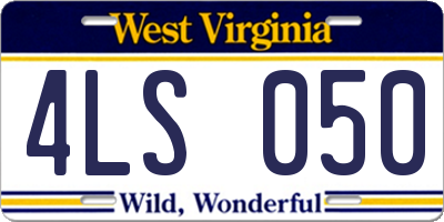 WV license plate 4LS050