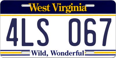 WV license plate 4LS067