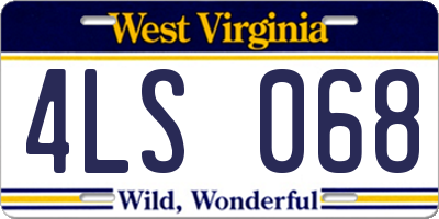 WV license plate 4LS068